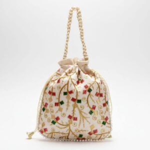 Cream Silk Potli Bag
